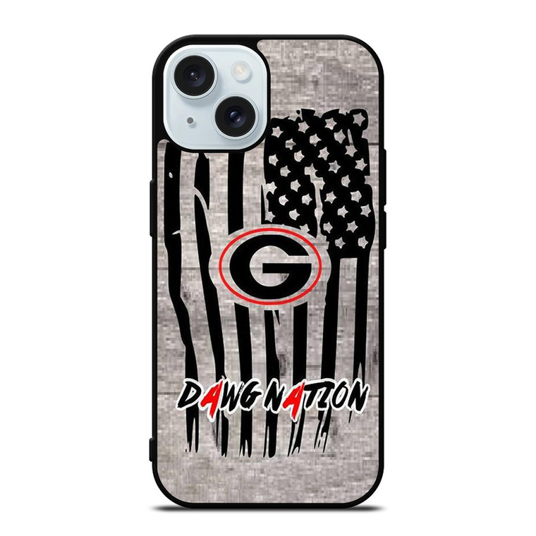 UNIVERSITY OF GEORGIA BULLDOGSWOODEN LOGO iPhone 15 Case Cover