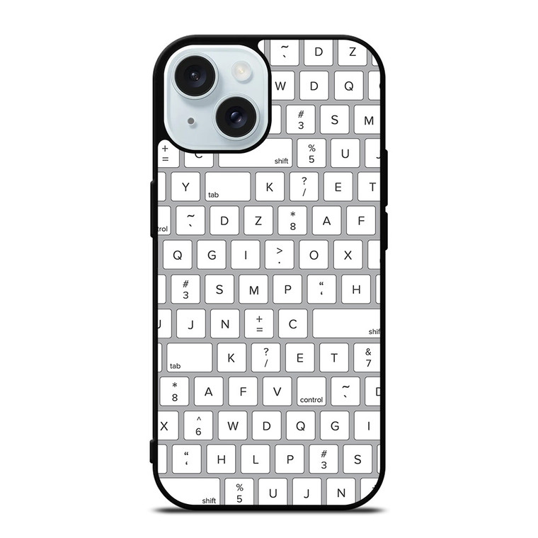 WHITE KEYBOARD PATTERN iPhone 15 Case Cover