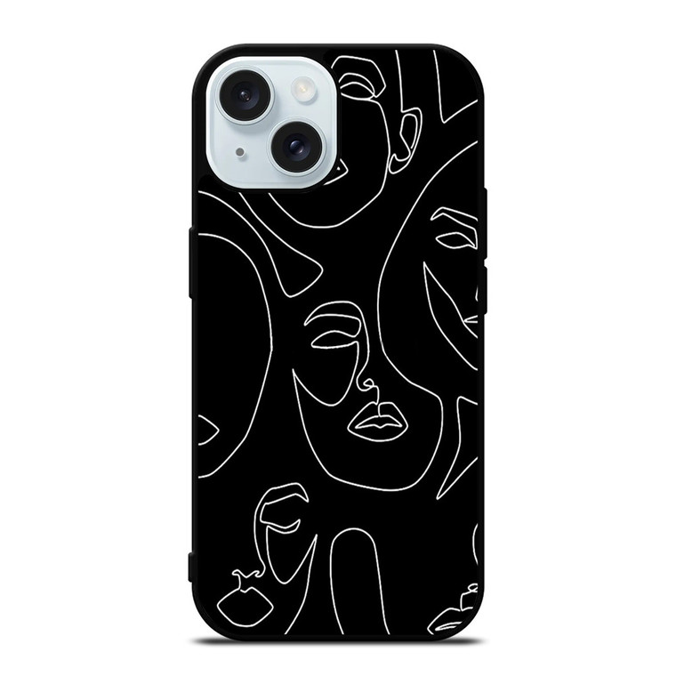 WOMAN FACE SKETCH PATTERN iPhone 15 Case Cover