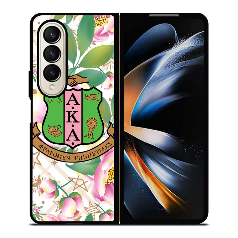 AKA PINK AND GREEN FLOWER LOGO Samsung Galaxy Z Fold 4 Case Cover