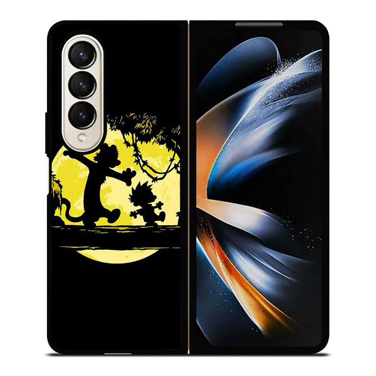 CALVIN AND HOBBES BLACK CARTOON Samsung Galaxy Z Fold 4 Case Cover