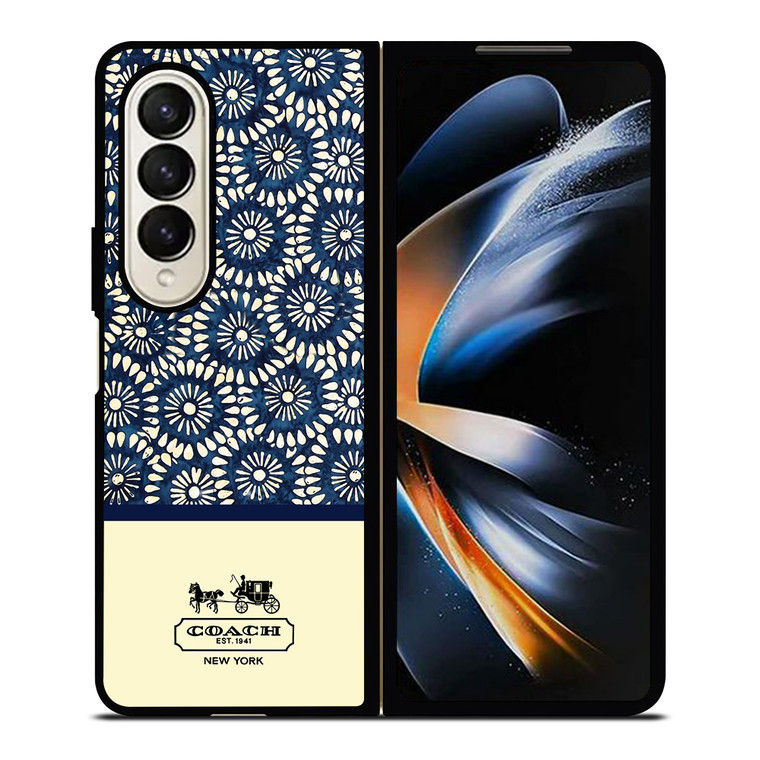 COACH NEW YORK BLUE FLORAL BATIK Samsung Galaxy Z Fold 4 Case Cover