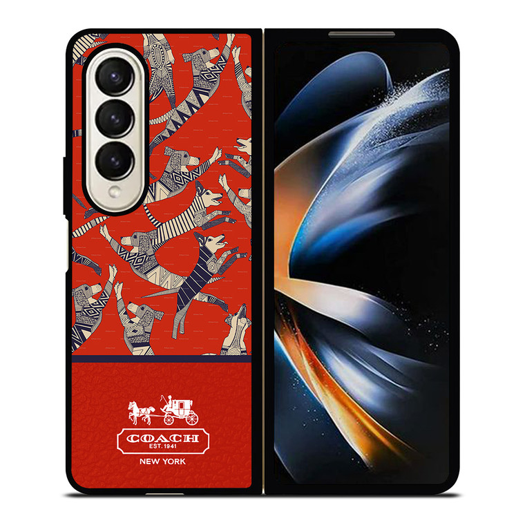 COACH NEW YORK DOG PARTY Samsung Galaxy Z Fold 4 Case Cover