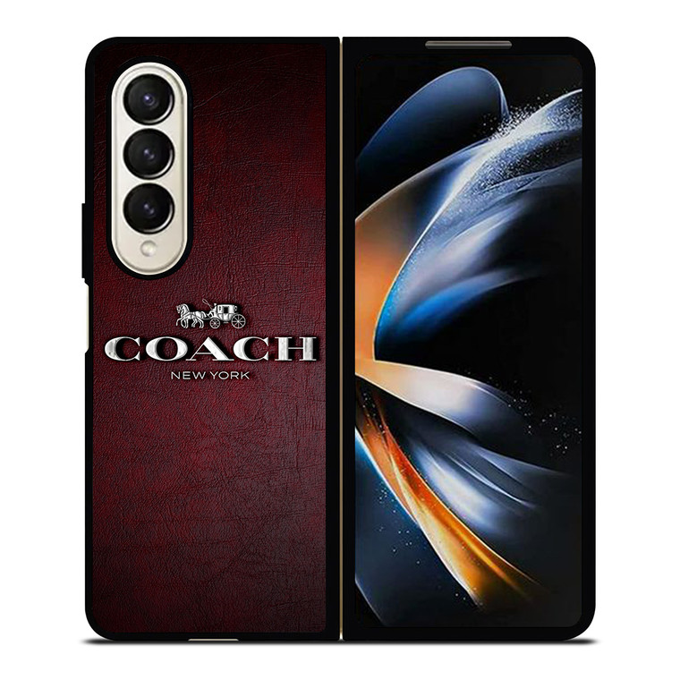 COACH NEW YORK LOGO LEATHER Samsung Galaxy Z Fold 4 Case Cover