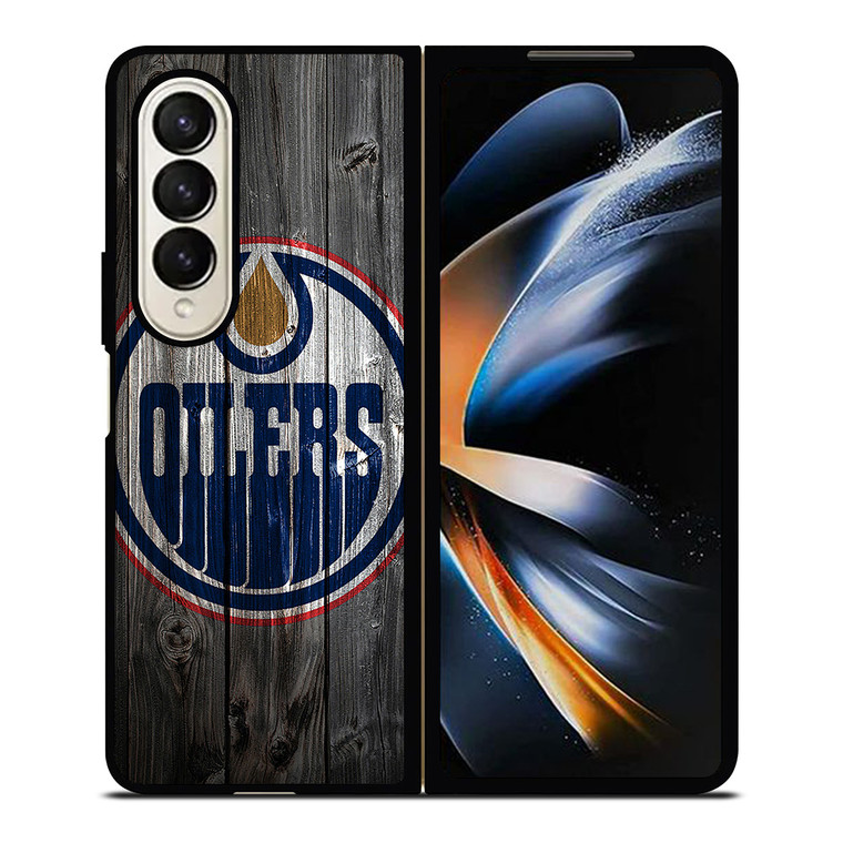 EDMONTON OILERS WOODEN LOGO Samsung Galaxy Z Fold 4 Case Cover