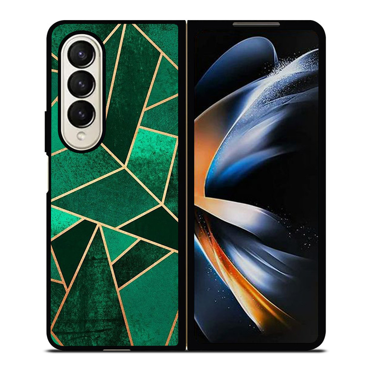 EMERALD AND COPPER GEOMETRIC PATTERN Samsung Galaxy Z Fold 4 Case Cover