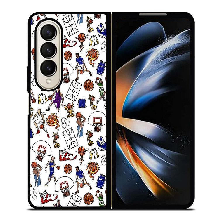 PLAYFUL BASKETBALL DOODLE ART Samsung Galaxy Z Fold 4 Case Cover