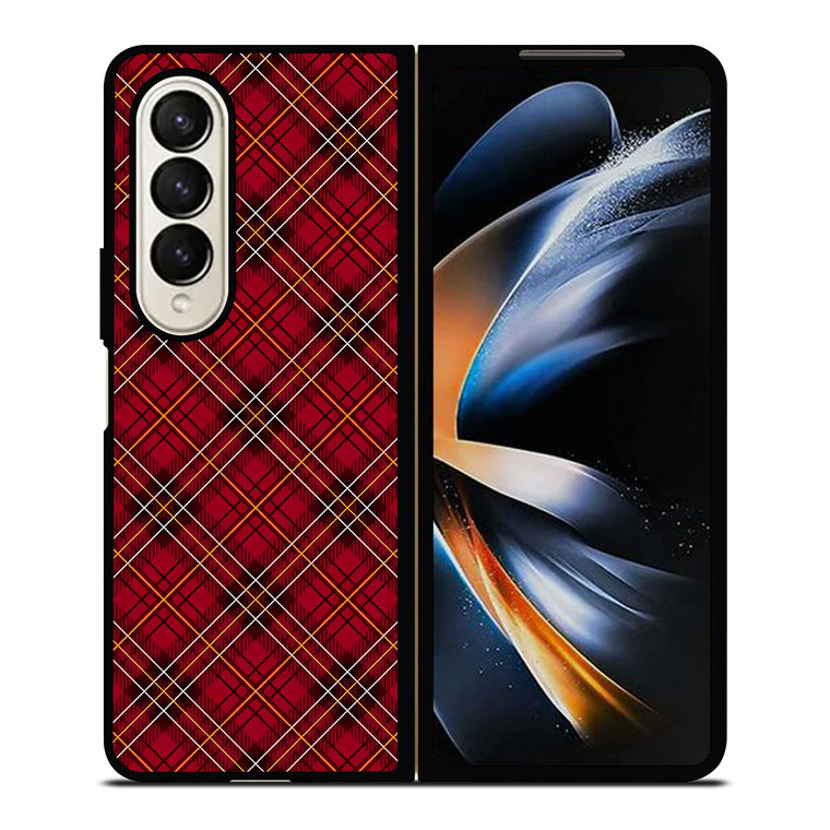 RED TARTAN CROSS PLAID Samsung Galaxy Z Fold 4 Case Cover