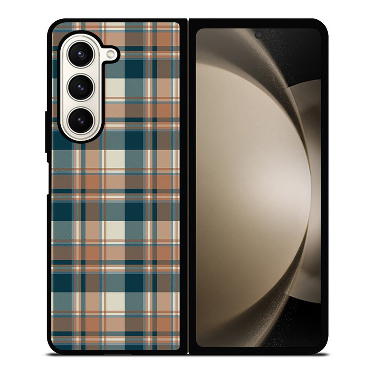 CHECK CLASSIC DARK PLAID FABRIC TEXTURES Samsung Galaxy Z Fold 5 Case Cover