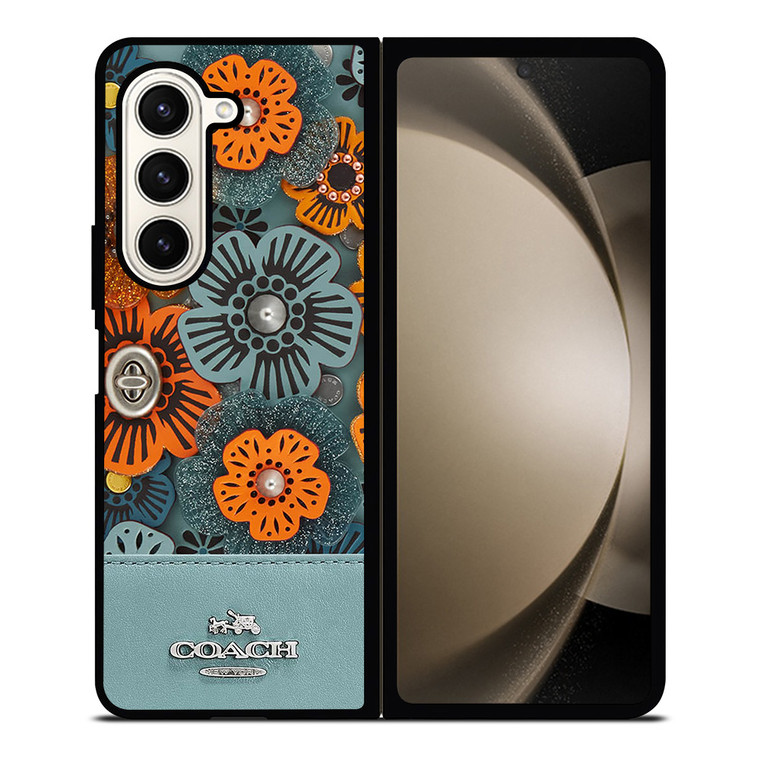 COACH NEW YORK BLUE TEA ROSE Samsung Galaxy Z Fold 5 Case Cover