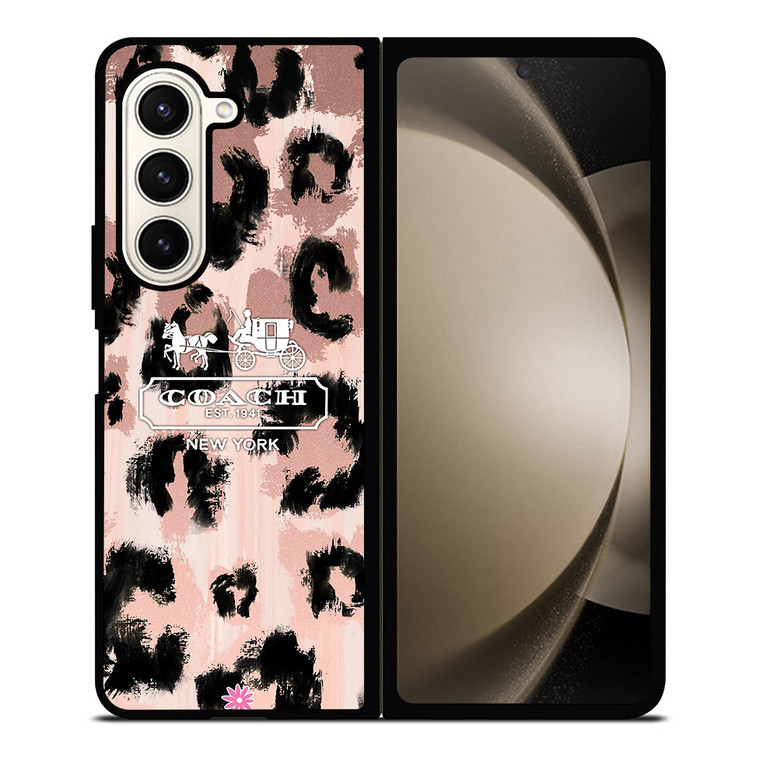 COACH NEW YORK LEOPARD SKIN Samsung Galaxy Z Fold 5 Case Cover