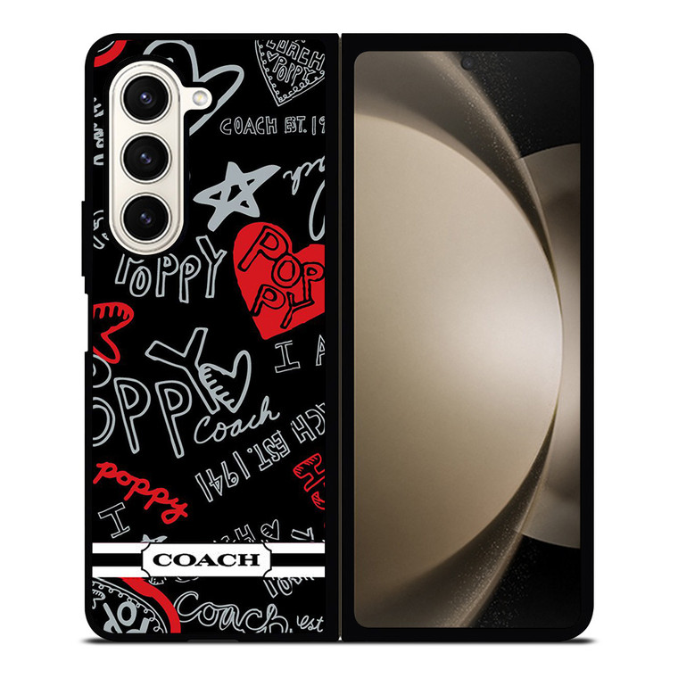 COACH NEW YORK POPPY BLACK Samsung Galaxy Z Fold 5 Case Cover