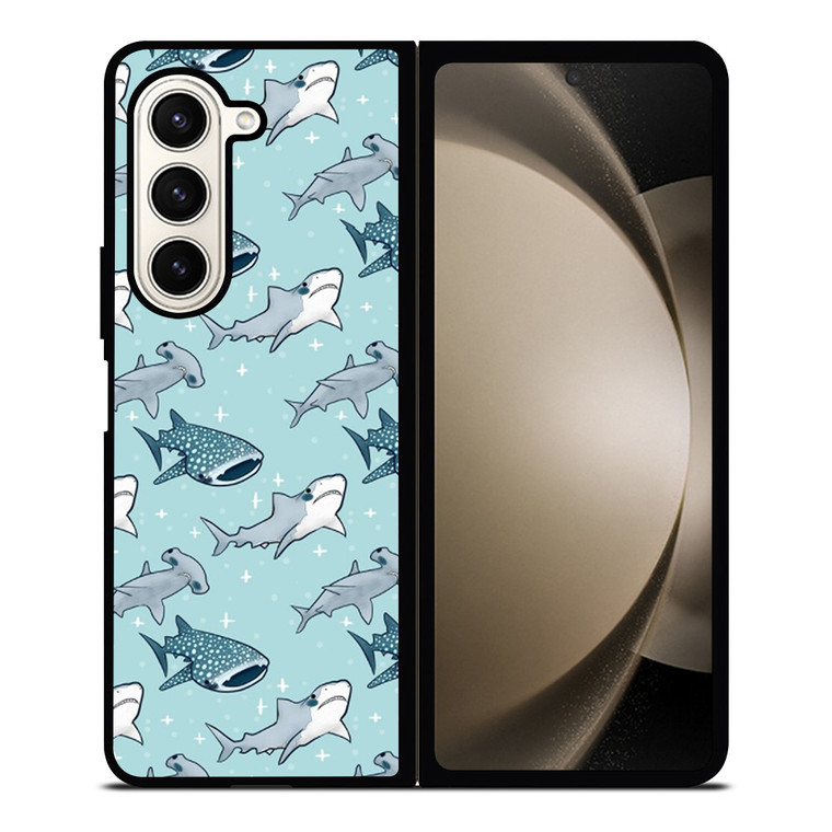 CUTE SHARK PATTERN Samsung Galaxy Z Fold 5 Case Cover
