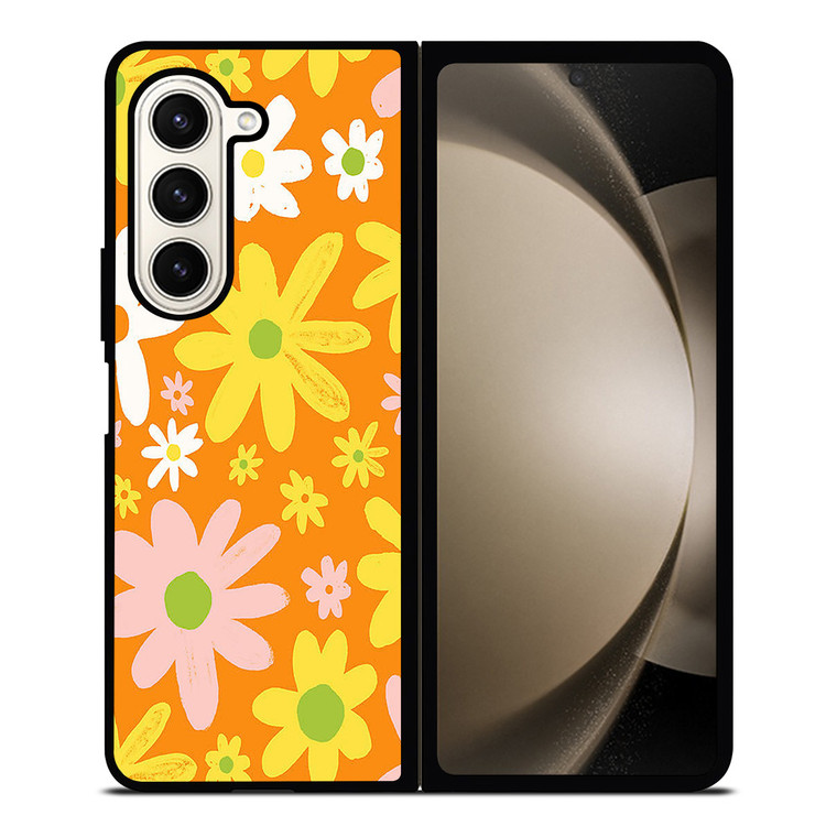 FLOWER POWER ORANGE PATTERN Samsung Galaxy Z Fold 5 Case Cover