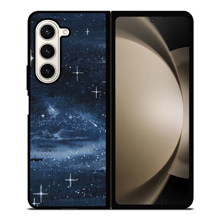NAVY BLUE STAR FABRIC TEXTURE Samsung Galaxy Z Fold 5 Case Cover