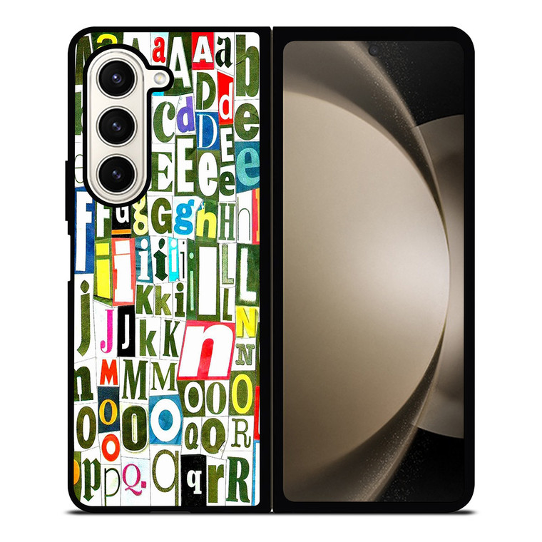 RETRO ALPHABET GREEN COLLAGE Samsung Galaxy Z Fold 5 Case Cover