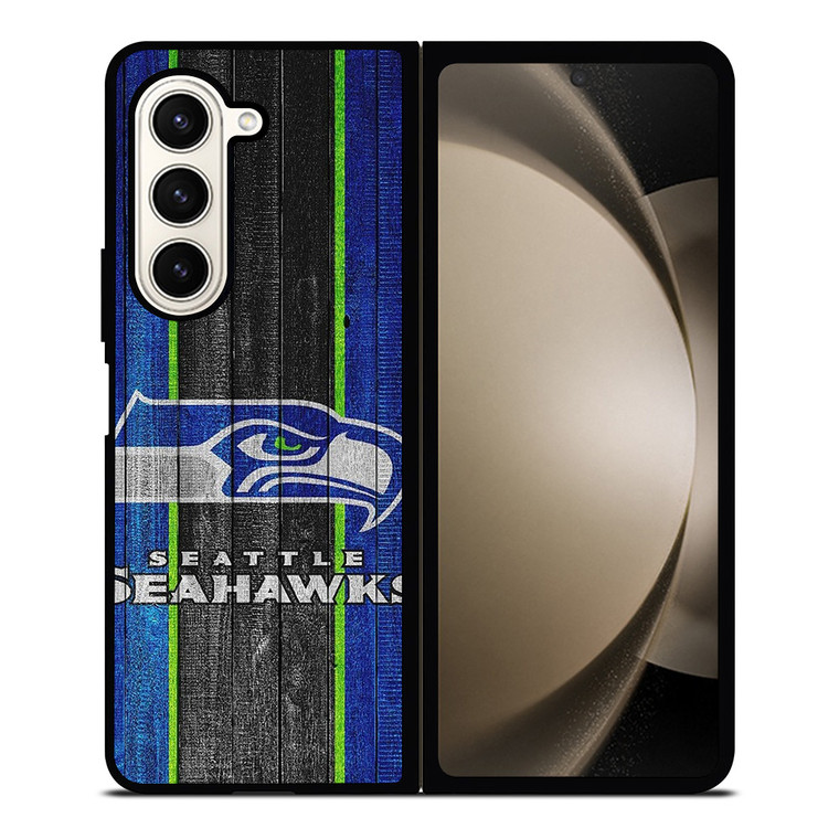 SEATTLE SEAHAWKS WOODEN LOGO NFL Samsung Galaxy Z Fold 5 Case Cover