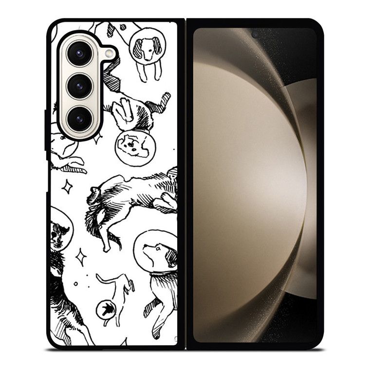 SPACE DOG WHITE PATTERN Samsung Galaxy Z Fold 5 Case Cover