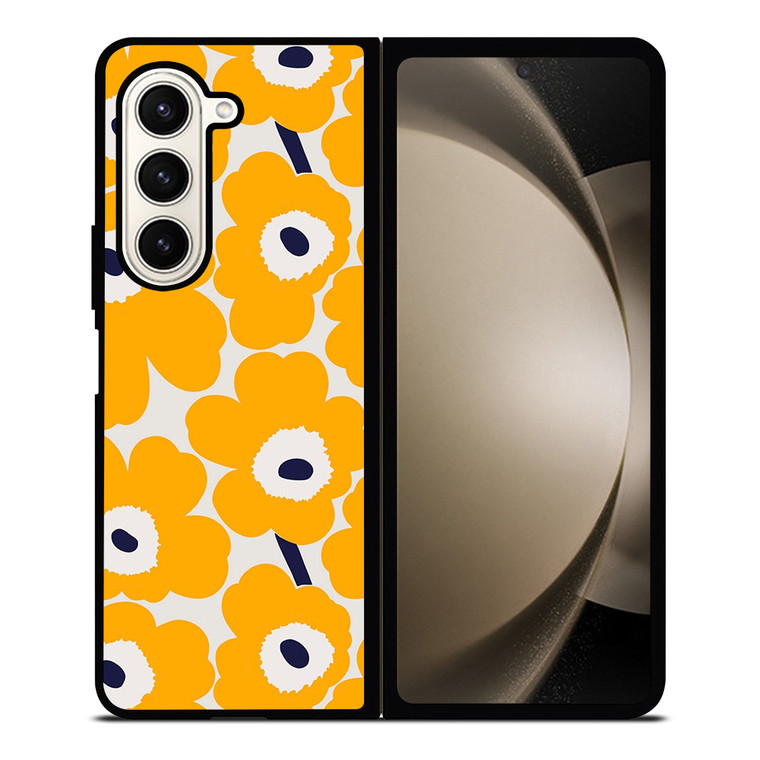 YELLOW RETRO FLORAL PATTERN Samsung Galaxy Z Fold 5 Case Cover