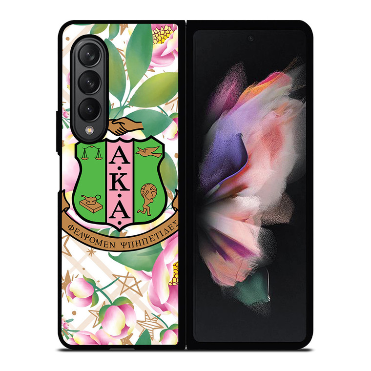 AKA PINK AND GREEN FLOWER LOGO Samsung Galaxy Z Fold 3 Case Cover