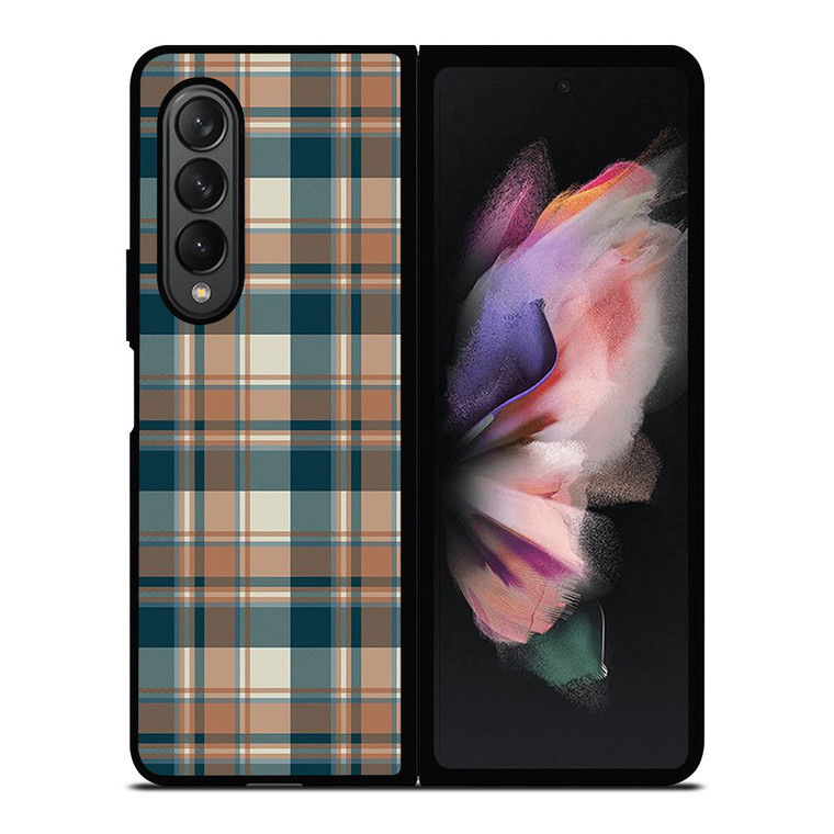CHECK CLASSIC DARK PLAID FABRIC TEXTURES Samsung Galaxy Z Fold 3 Case Cover