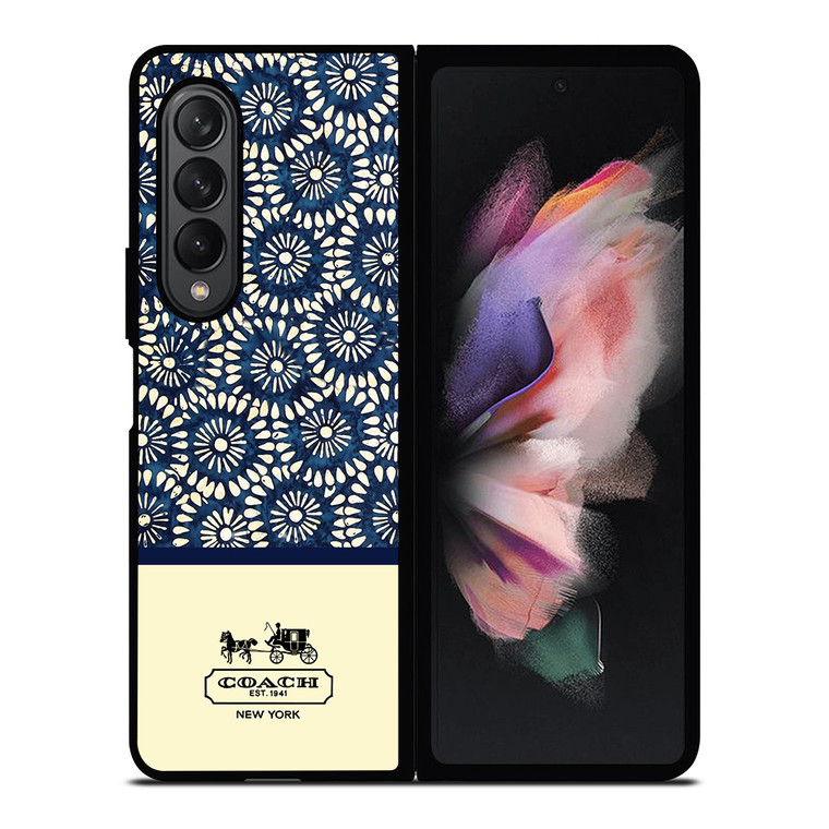 COACH NEW YORK BLUE FLORAL BATIK Samsung Galaxy Z Fold 3 Case Cover