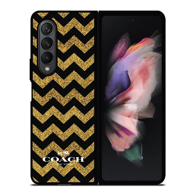 COACH NEW YORK GOLD ZIG ZAG Samsung Galaxy Z Fold 3 Case Cover