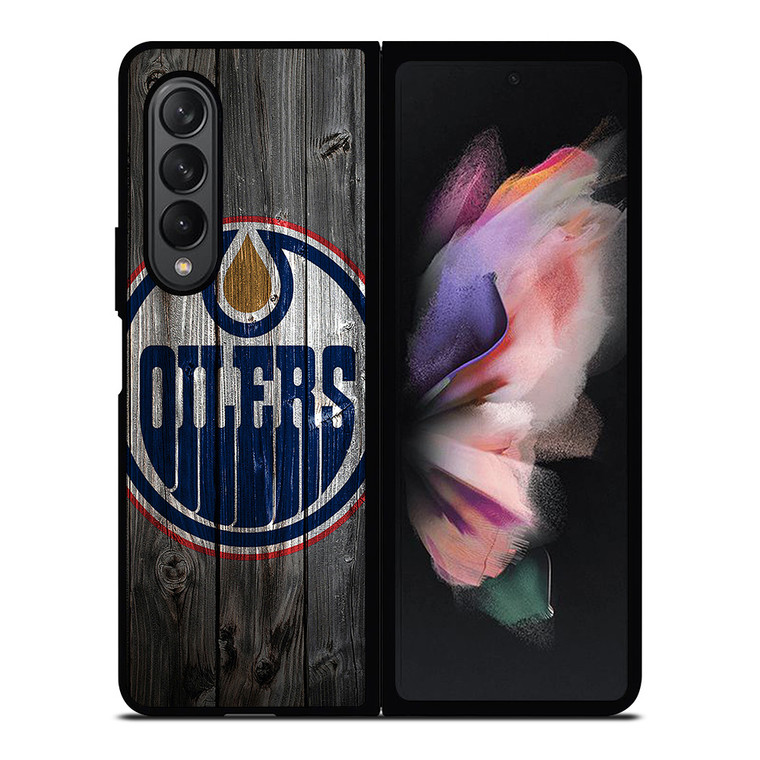 EDMONTON OILERS WOODEN LOGO Samsung Galaxy Z Fold 3 Case Cover