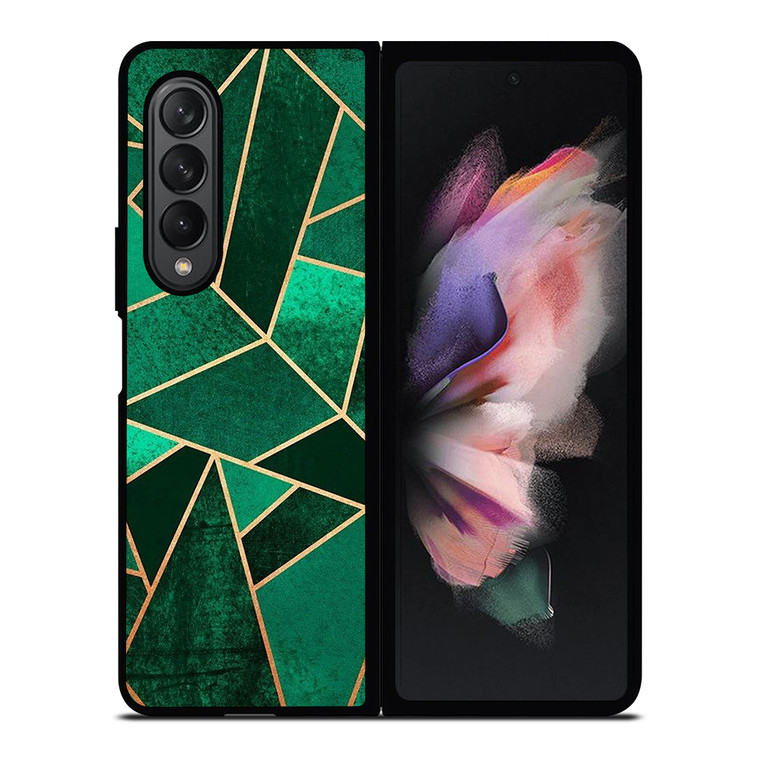 EMERALD AND COPPER GEOMETRIC PATTERN Samsung Galaxy Z Fold 3 Case Cover