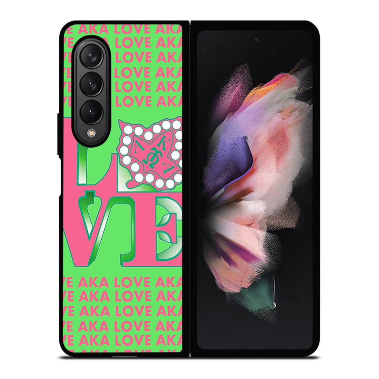 LOVE AKA PINK AND GREEN Samsung Galaxy Z Fold 3 Case Cover