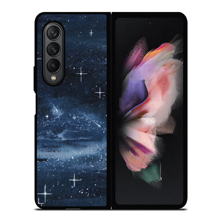 NAVY BLUE STAR FABRIC TEXTURE Samsung Galaxy Z Fold 3 Case Cover