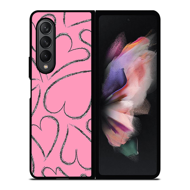 PINK LOVE BRUSHES PATTERN Samsung Galaxy Z Fold 3 Case Cover