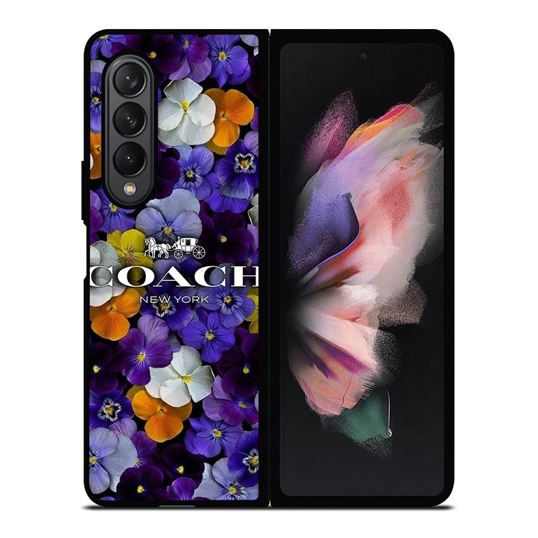 PURPLE FLOWERS COACH NEW YORK Samsung Galaxy Z Fold 3 Case Cover
