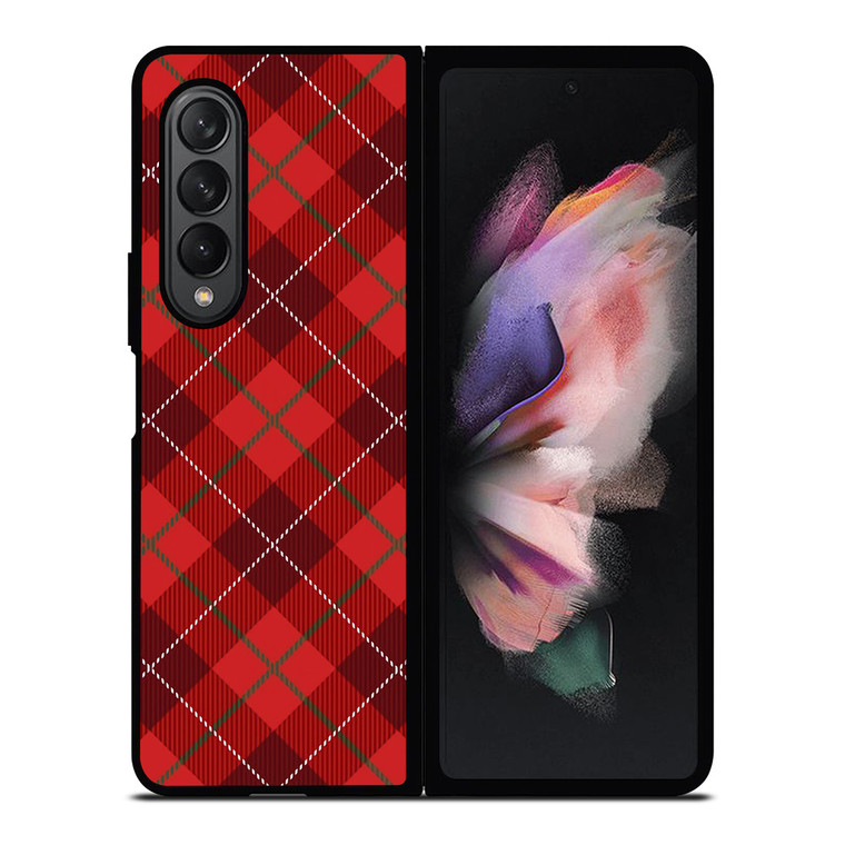 RED TARTAN CROSS PATTERN Samsung Galaxy Z Fold 3 Case Cover