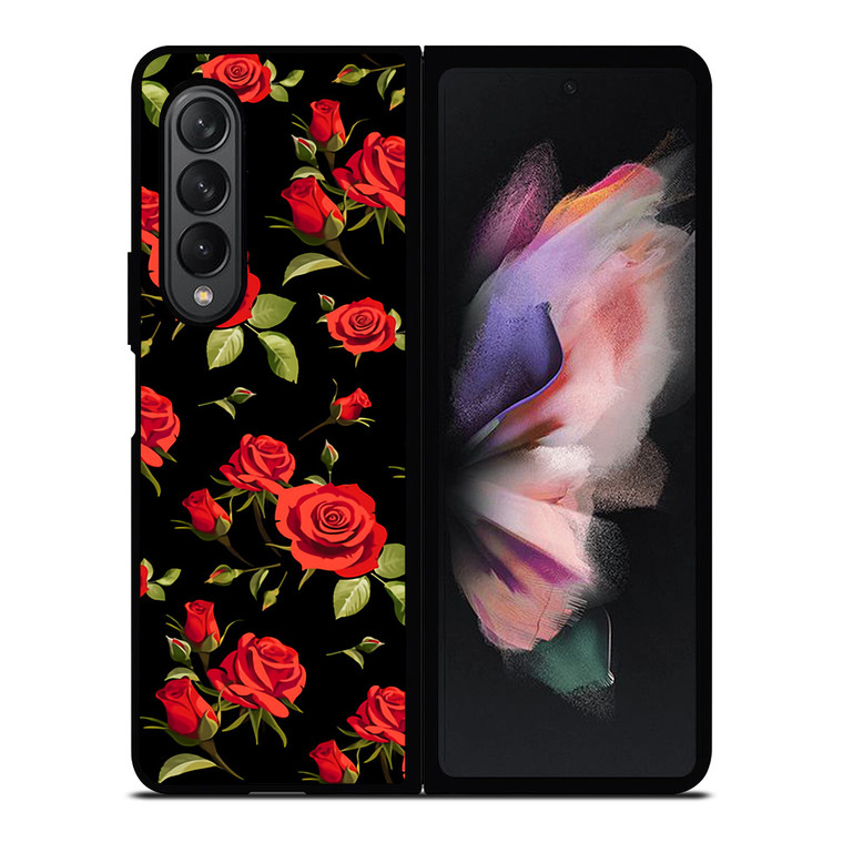 SEAMLESS RED ROSE PATTERN Samsung Galaxy Z Fold 3 Case Cover