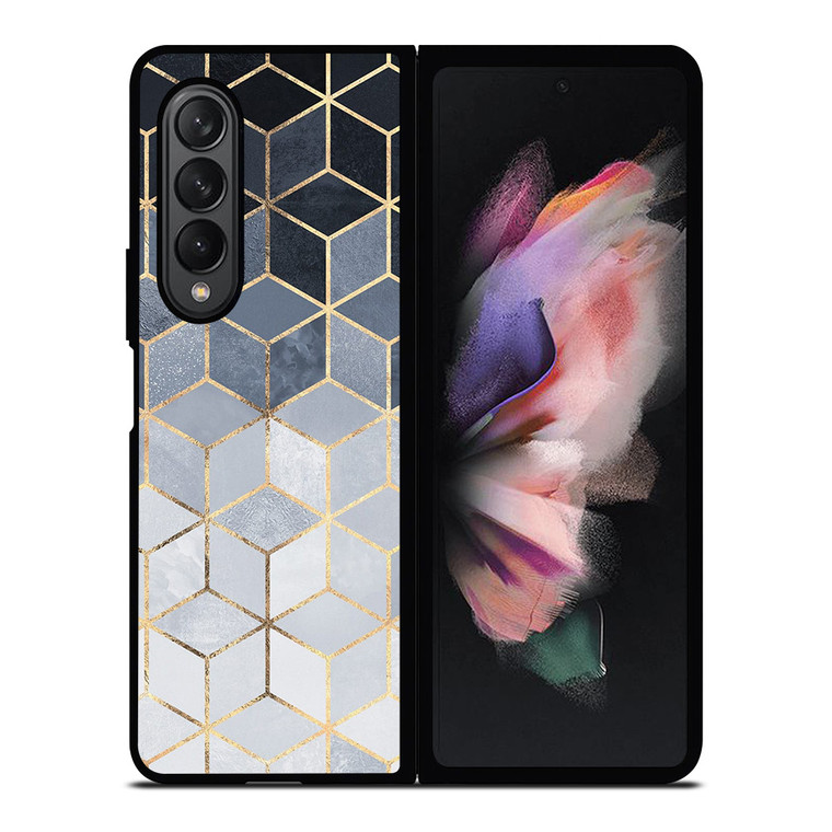 SOFT BLUE GRADIENT CUBES Samsung Galaxy Z Fold 3 Case Cover