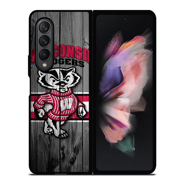 WISCONSIN BADGER WOODEN LOGO Samsung Galaxy Z Fold 3 Case Cover