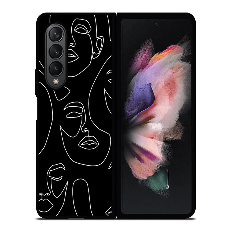 WOMAN FACE SKETCH PATTERN Samsung Galaxy Z Fold 3 Case Cover