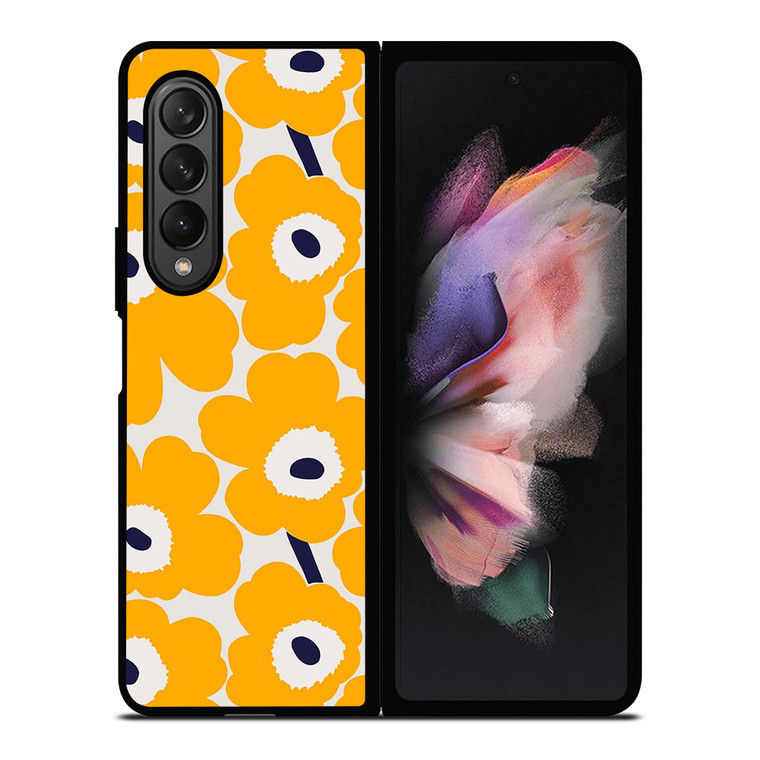YELLOW RETRO FLORAL PATTERN Samsung Galaxy Z Fold 3 Case Cover