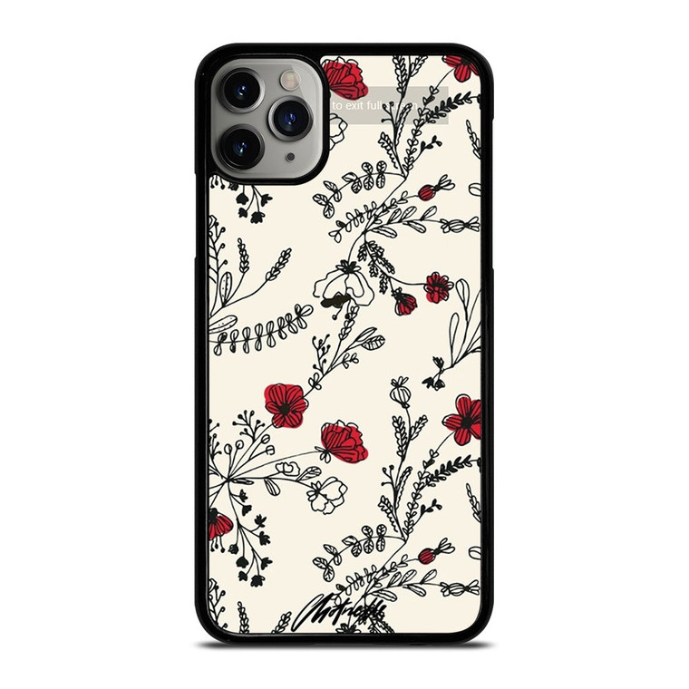 HAND DRAWING RED FLOWER PATTERN iPhone 11 Pro Max Case Cover