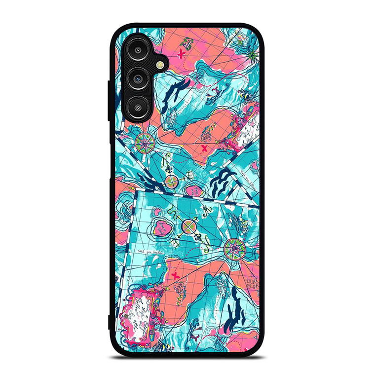 LILLY PULITZER MAP PATTERN Samsung Galaxy A14 Case Cover