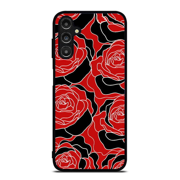 ROSE RED AND BLACK PATTERN Samsung Galaxy A14 Case Cover ROSE RED AND BLACK PATTERN Samsung Galaxy A14 Case Cover