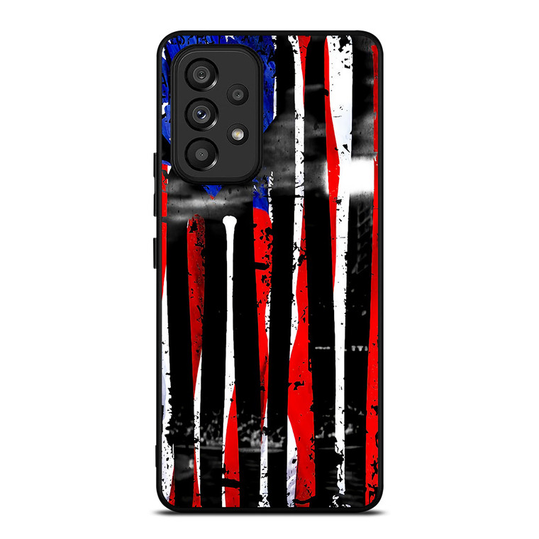 USA FLAG AMERICAN BASEBALL BLACK WHITE Samsung Galaxy A53 Case Cover