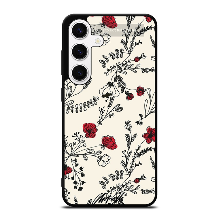 HAND DRAWING RED FLOWER PATTERN Samsung Galaxy S24 Case Cover