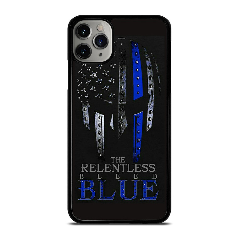 BLUE LINE POLICE WARRIOR SKULL iPhone 11 Pro Max Case Cover