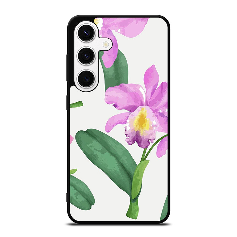 PURPLE ORCHID FLOWER PAINTING Samsung Galaxy S24 Case Cover