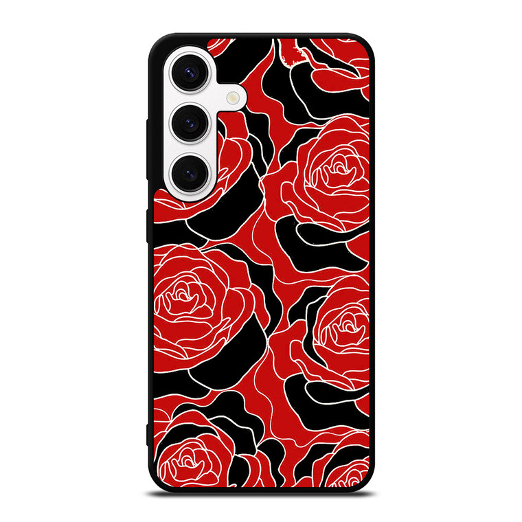 ROSE RED AND BLACK PATTERN Samsung Galaxy S24 Case Cover ROSE RED AND BLACK PATTERN Samsung Galaxy S24 Case Cover