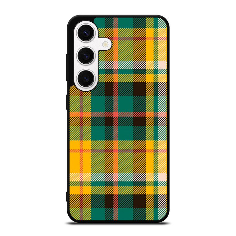 YELLOW GREEN TARTAN PATTERN Samsung Galaxy S24 Case Cover