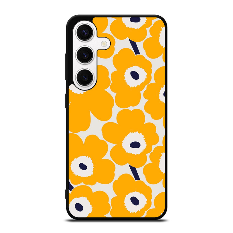 YELLOW RETRO FLORAL PATTERN Samsung Galaxy S24 Case Cover