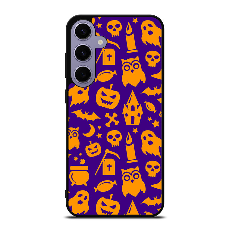 HAPPY HALLOWEEN PURPLE PATTERN Samsung Galaxy S24 Plus Case Cover